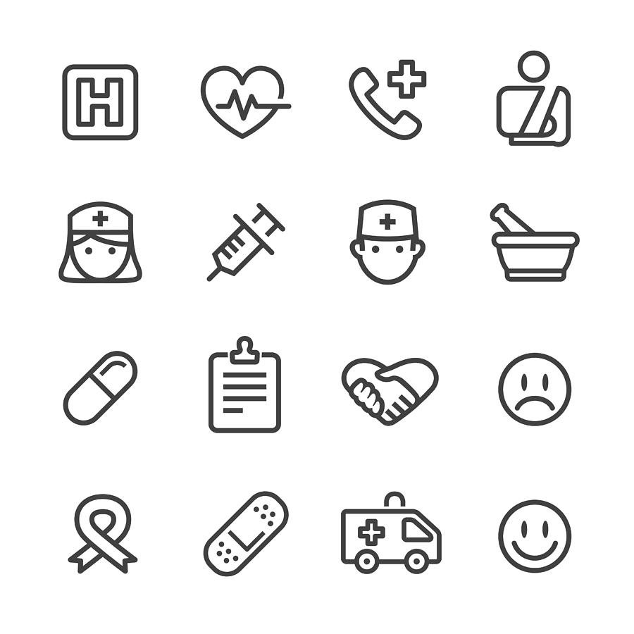 Medical Healthcare Icons - Line Series Drawing by -victor-