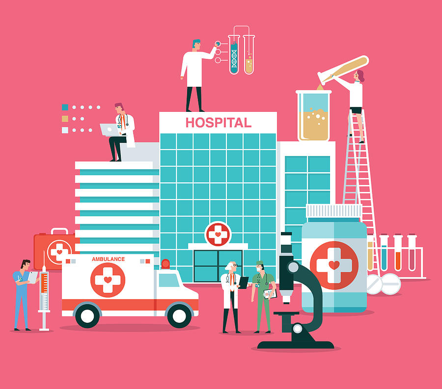 Medical hospital building stock illustration Drawing by Sorbetto