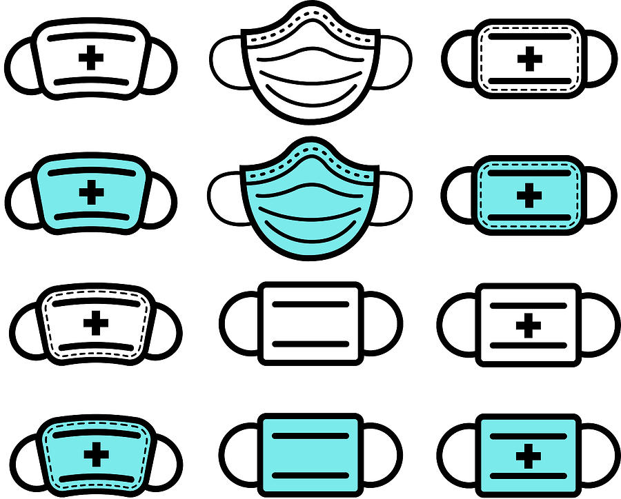 Medical Mask Icons Drawing by Funnybank