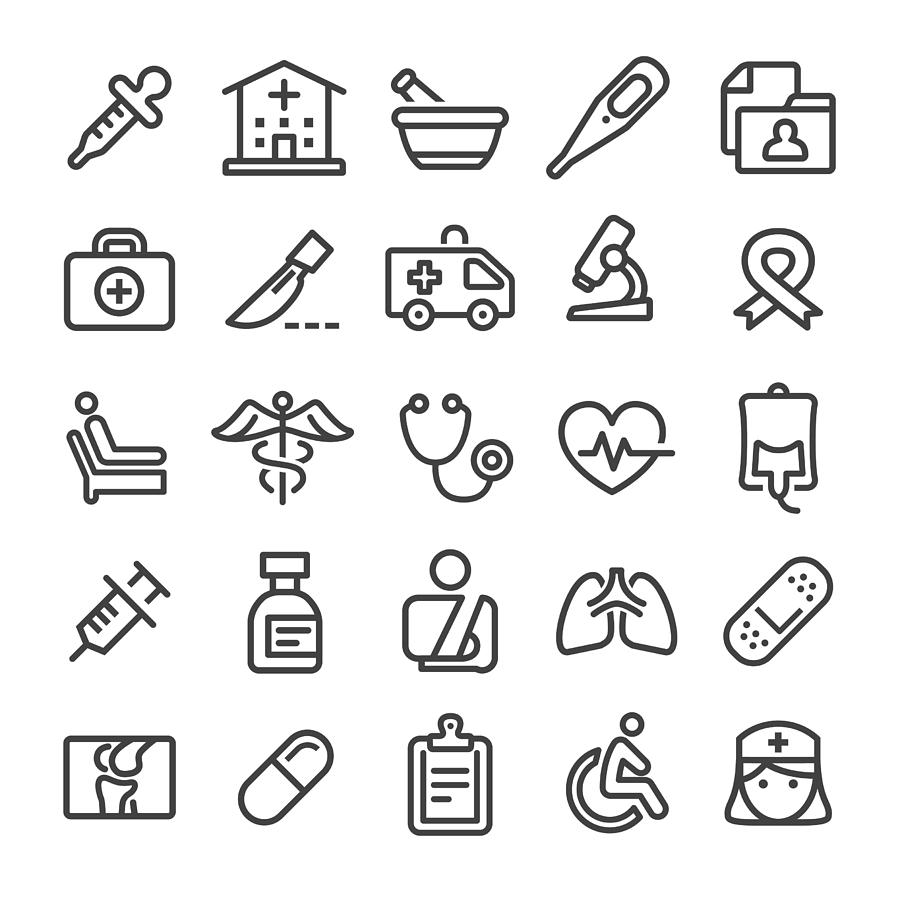 Medicine Icons - Smart Line Series Drawing by -victor-