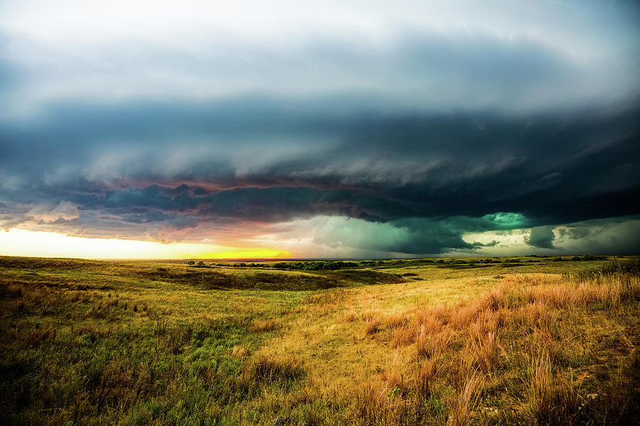 Sunset Photograph - Medicine Lodge - Storm Over Open Prairie in Kansas by Southern Plains Photography