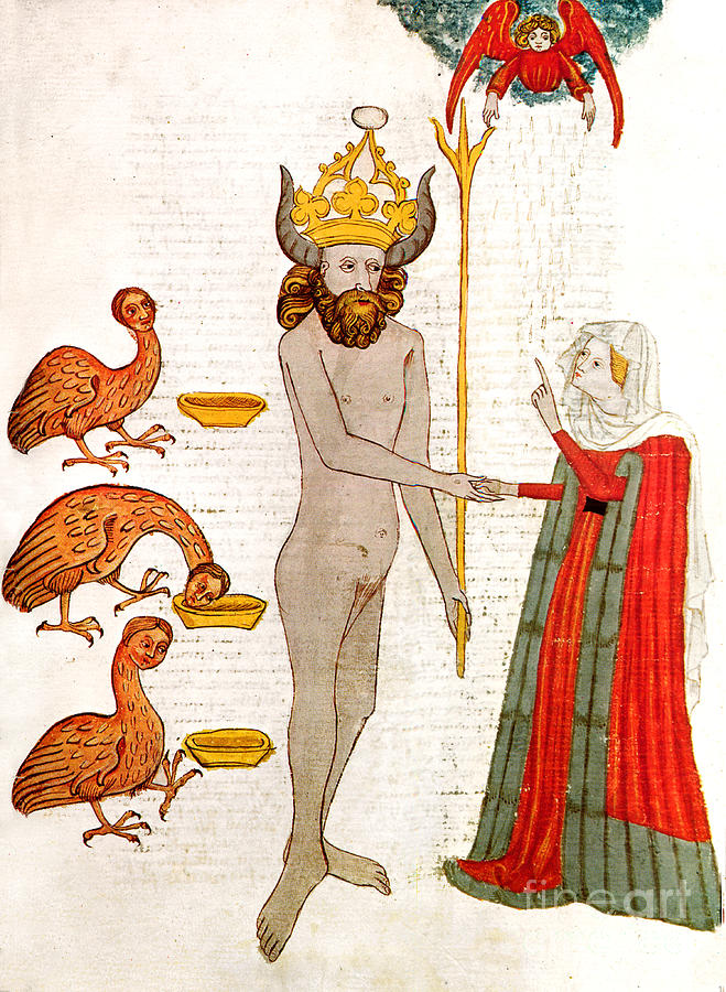 Medieval Alchemical Manuscript Illustration Painting