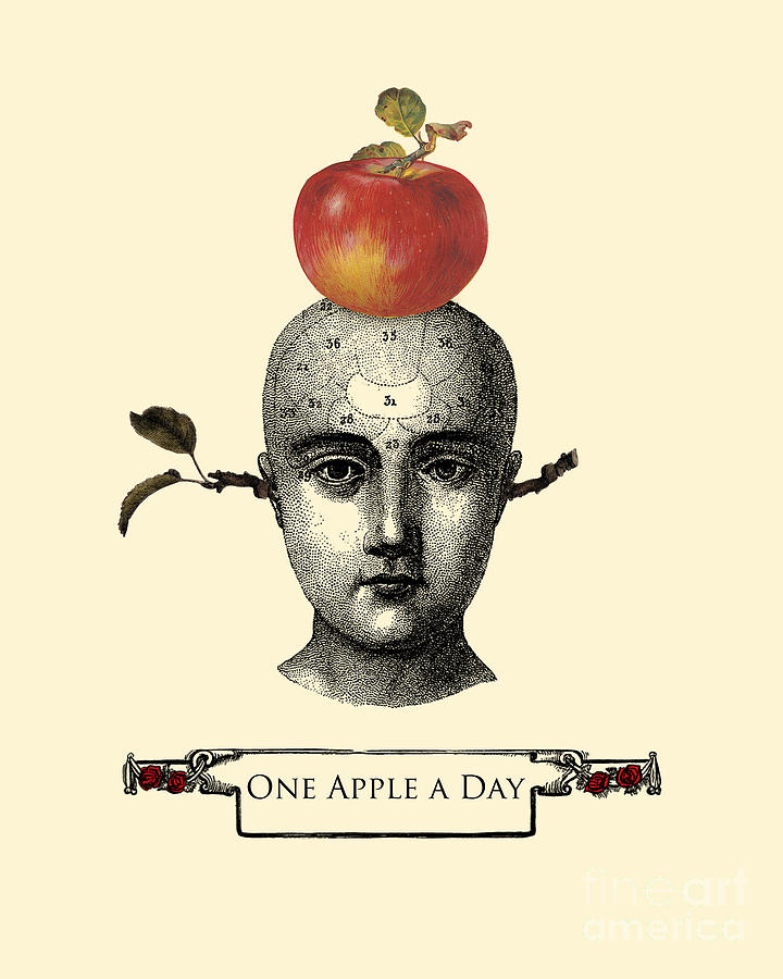 Fruit Mixed Media - Medieval Apple Man Portrait by Madame Memento