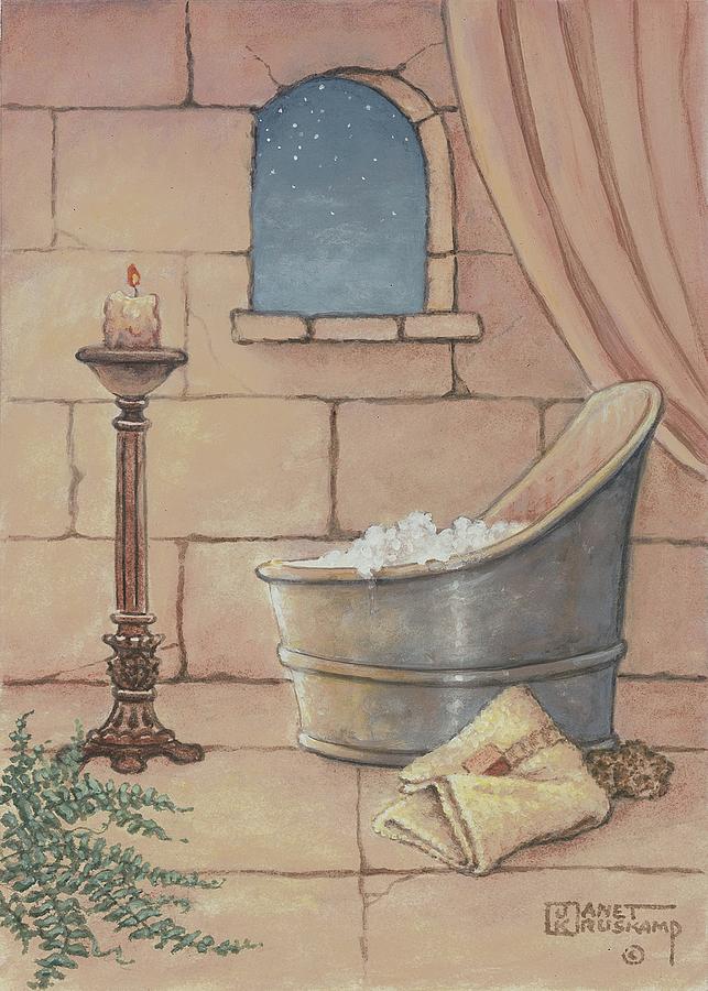 Bath Painting - Medieval Bath by Janet Kruskamp
