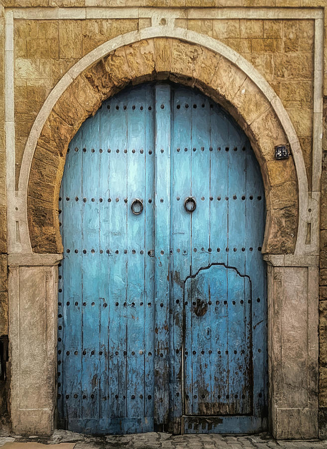 Medieval Blue Arched Door Digital Art by Susan Hope Finley