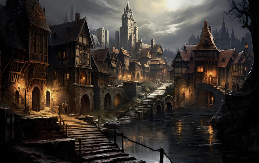 Medieval City Digital Art by Vlastimil Sestak - Pixels