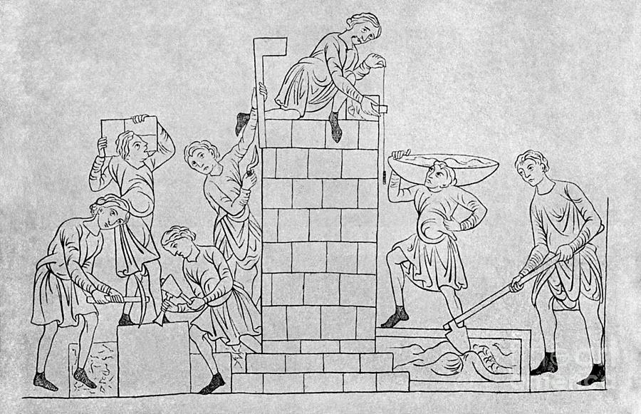 Medieval Construction Drawing by Granger