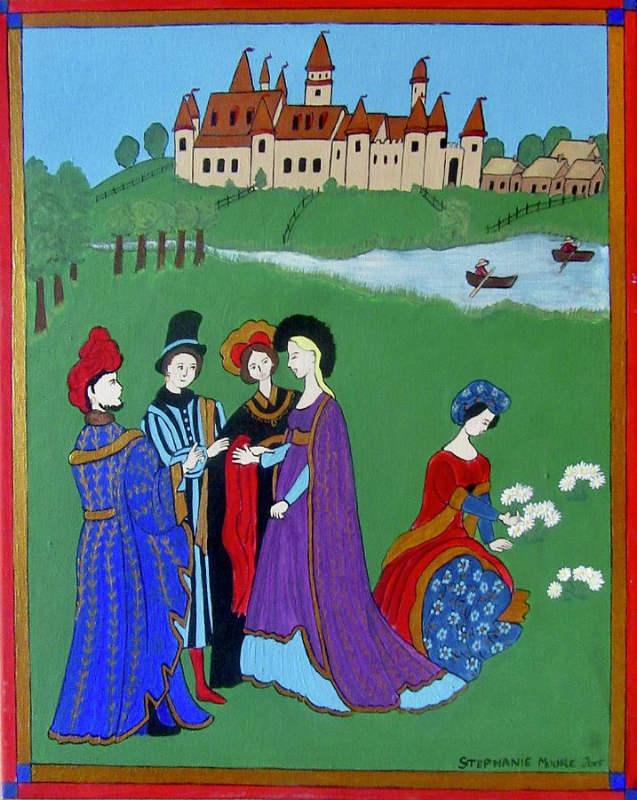 Medieval Conversation Painting by Stephanie Moore