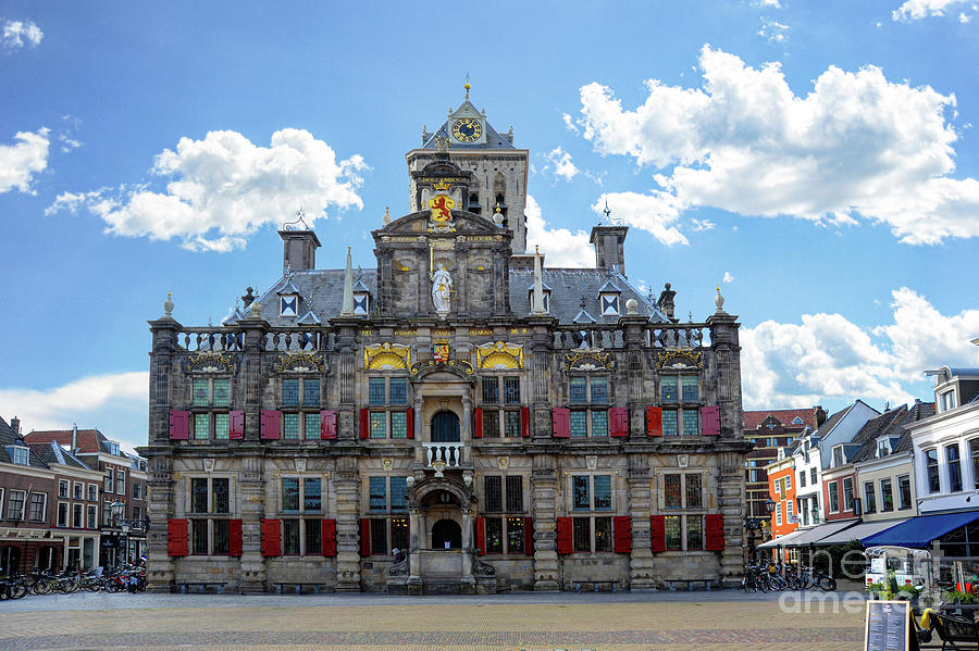 Medieval Delft City Hall on the Delft Market Place, Netherlands ...