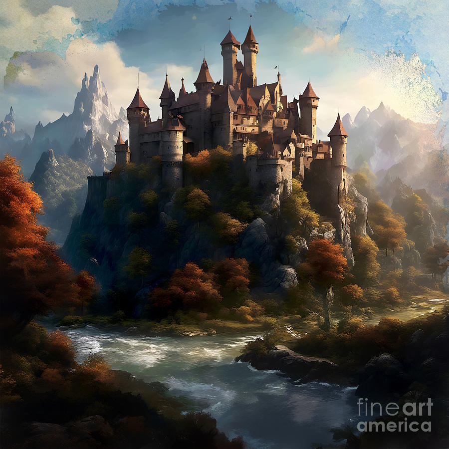 Medieval fantasy castle. Digital Art by Jerzy Czyz