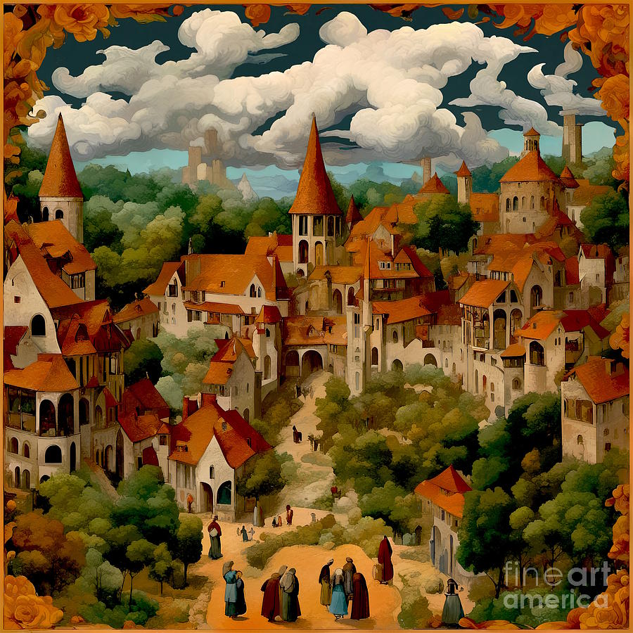 Medieval fantasy city. Digital Art by Jerzy Czyz