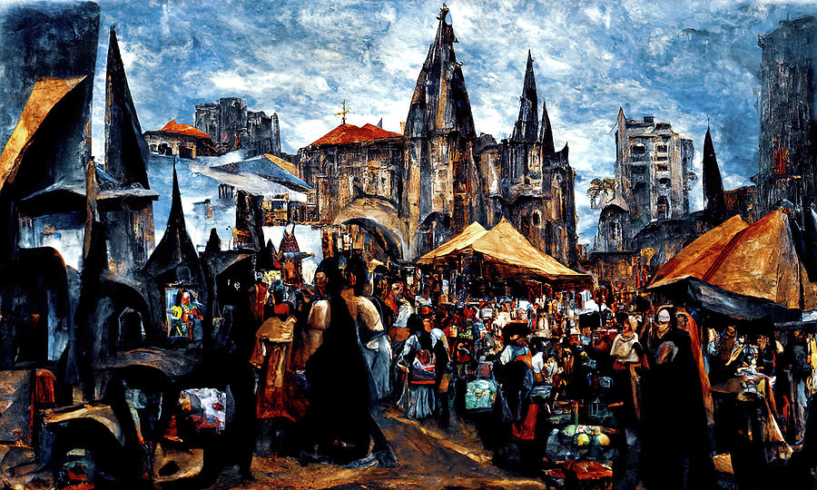 Medieval Fantasy Town, 06 Painting by AM FineArtPrints