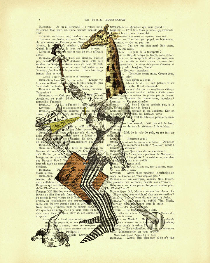 Animal Mixed Media - Medieval Giraffe by Madame Memento