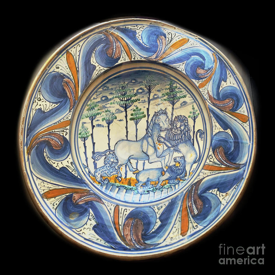 medieval Italian plate 1 Ceramic Art by Rudi Prott