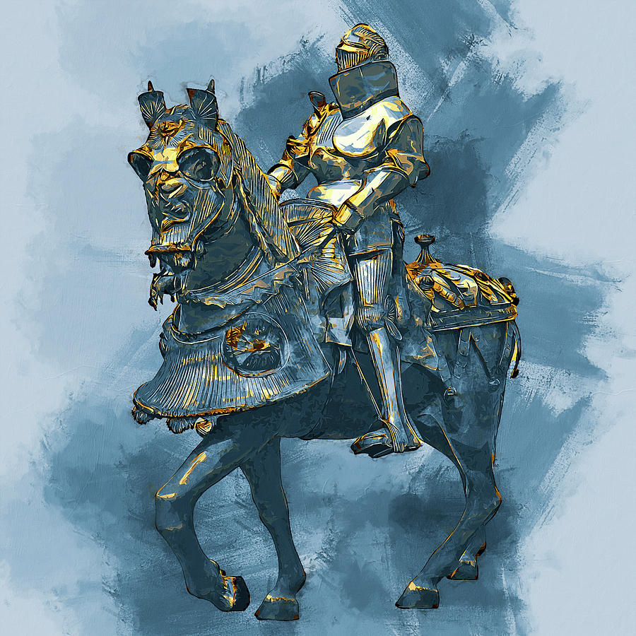 drawings of knights on horses