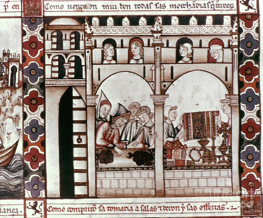 Medieval Market Drawing by Granger