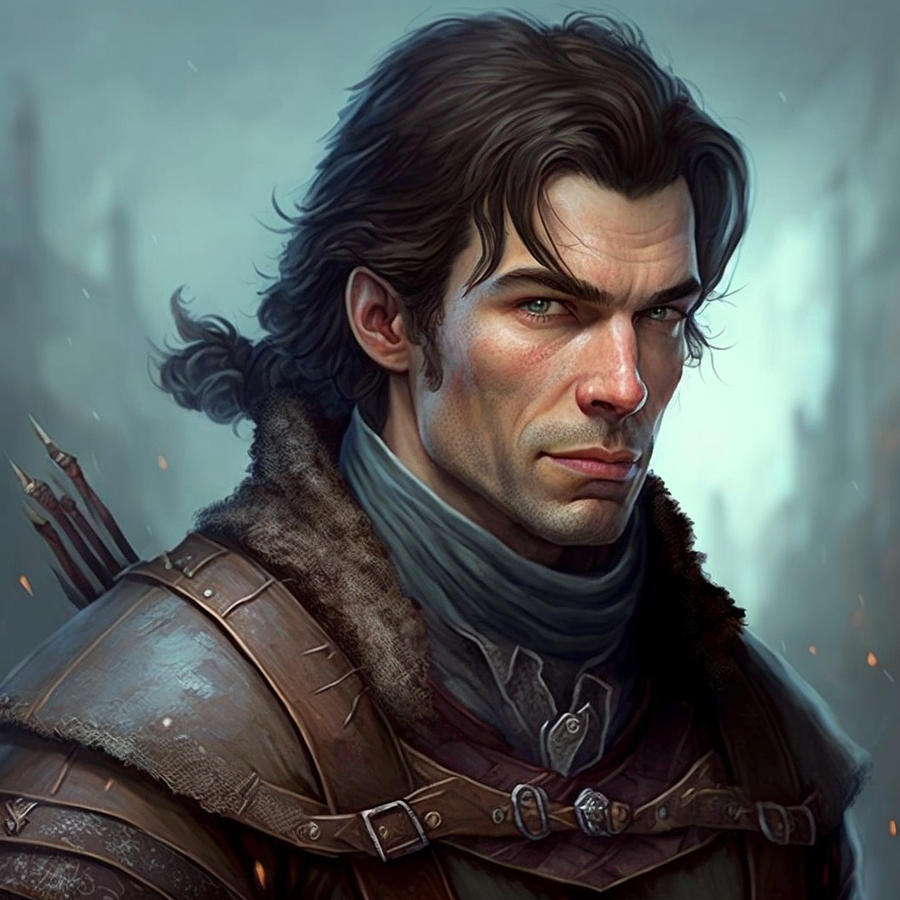 MEDIEVAL squire with a strong rough face dark h by Asar Studios Digital ...