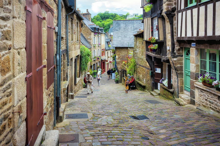 Medieval streets of Dinan, Brittany, France Photograph by Jordi Carrio Jamila
