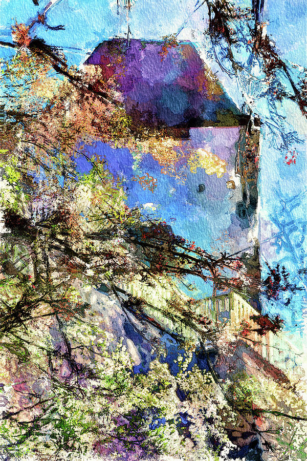 Medieval tower at spring time Mixed Media by Tatiana Travelways