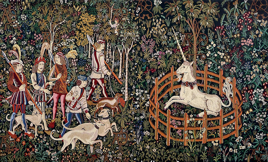 Medieval Unicorn In Captivity Hunt Midnight Boy Painting By Hunt Shaw   Medieval Unicorn In Captivity Hunt Midnight Boy Hunt Shaw 