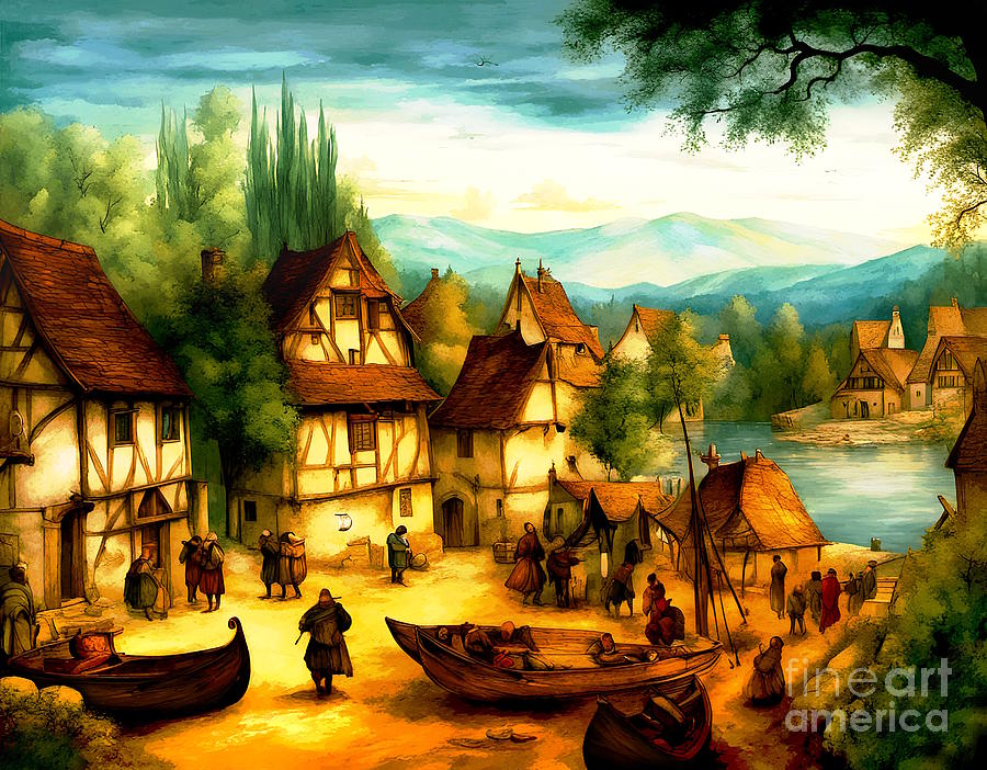 Medieval village 2 Digital Art by Jerzy Czyz