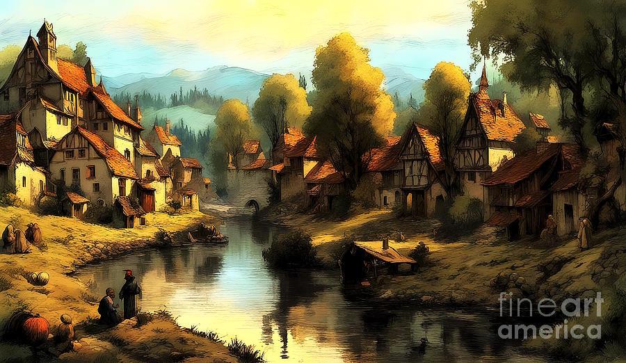 Medieval village Digital Art by Jerzy Czyz