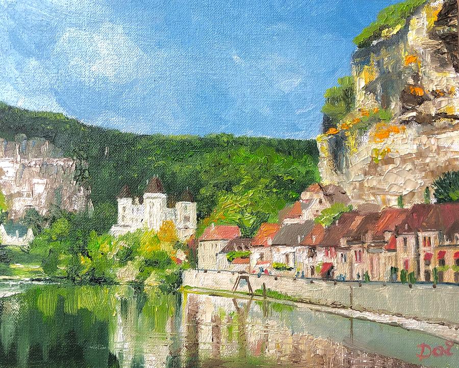 Medieval Village on the Dordogne in France Painting by Dai Wynn