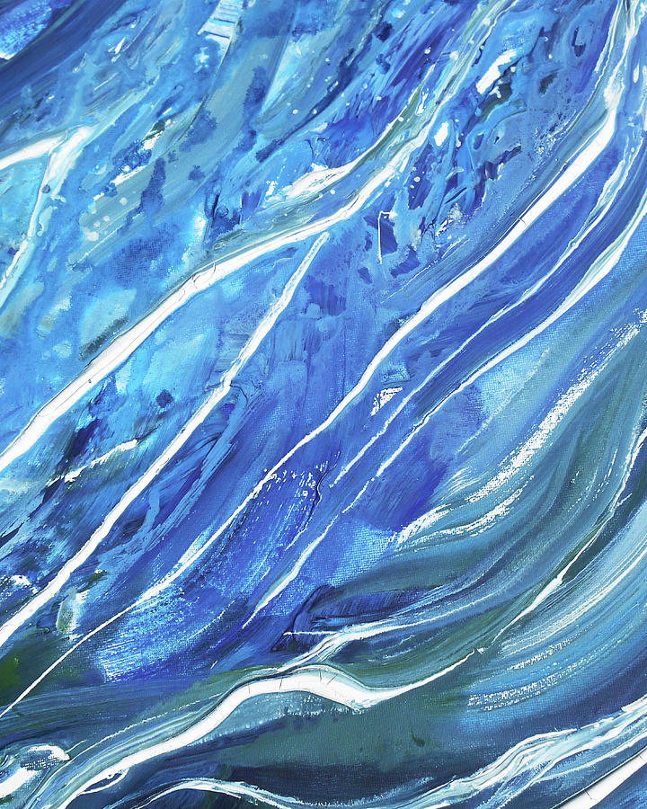 Meditate On The Wave Peaceful Contemporary Beach Art Sea And Ocean Blues Art II Painting by Irina Sztukowski