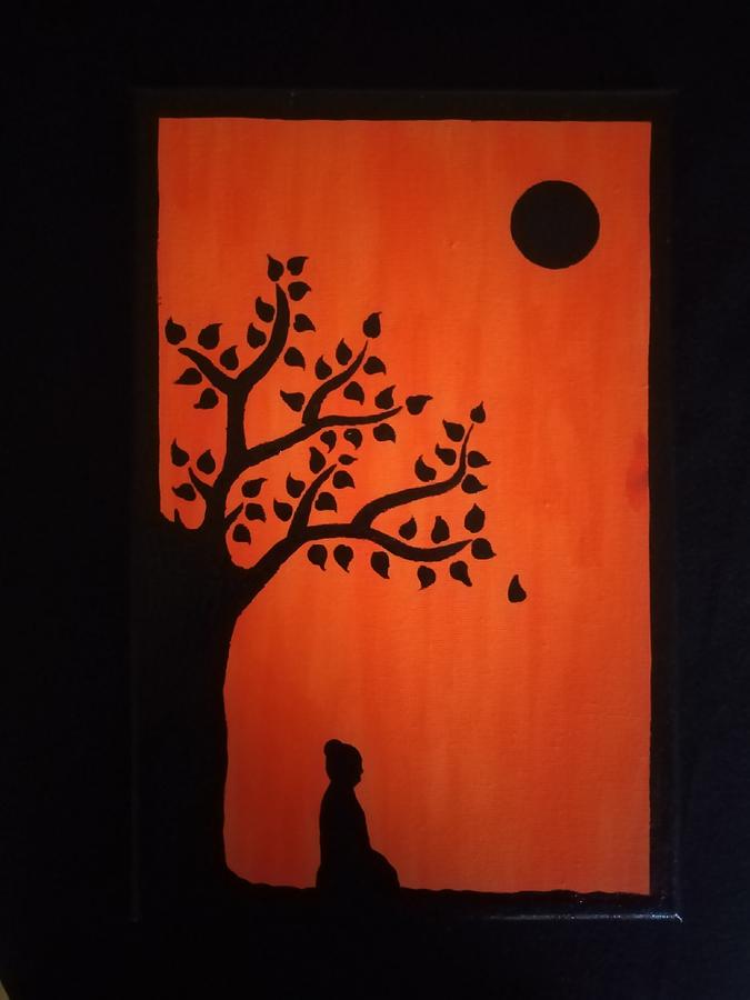 shadow painting of buddha