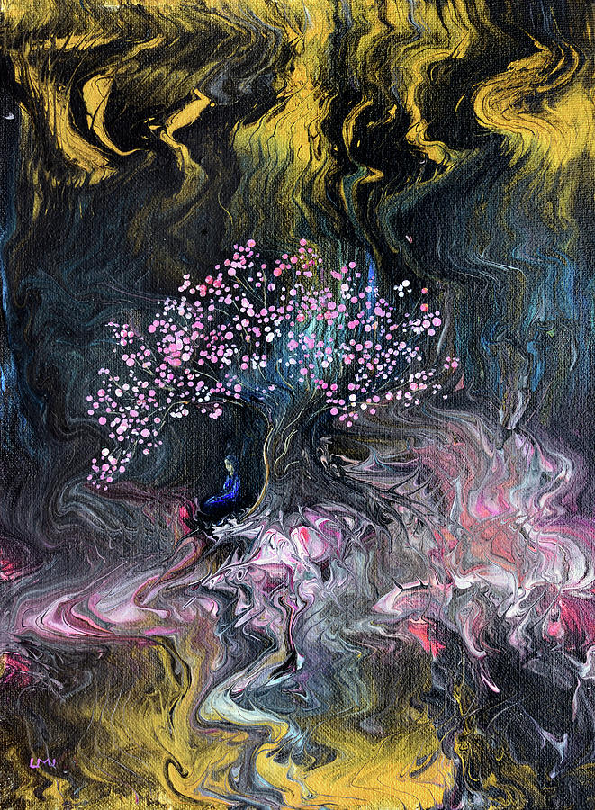 Meditation in Dark Sakura Painting by Laura Iverson