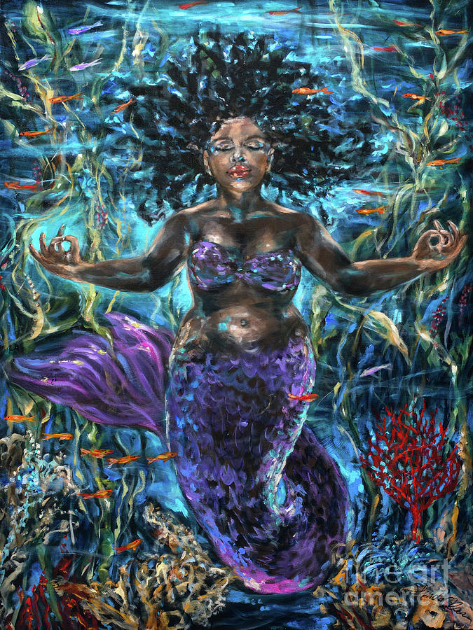 Mermaid Painting - Meditation by Linda Olsen