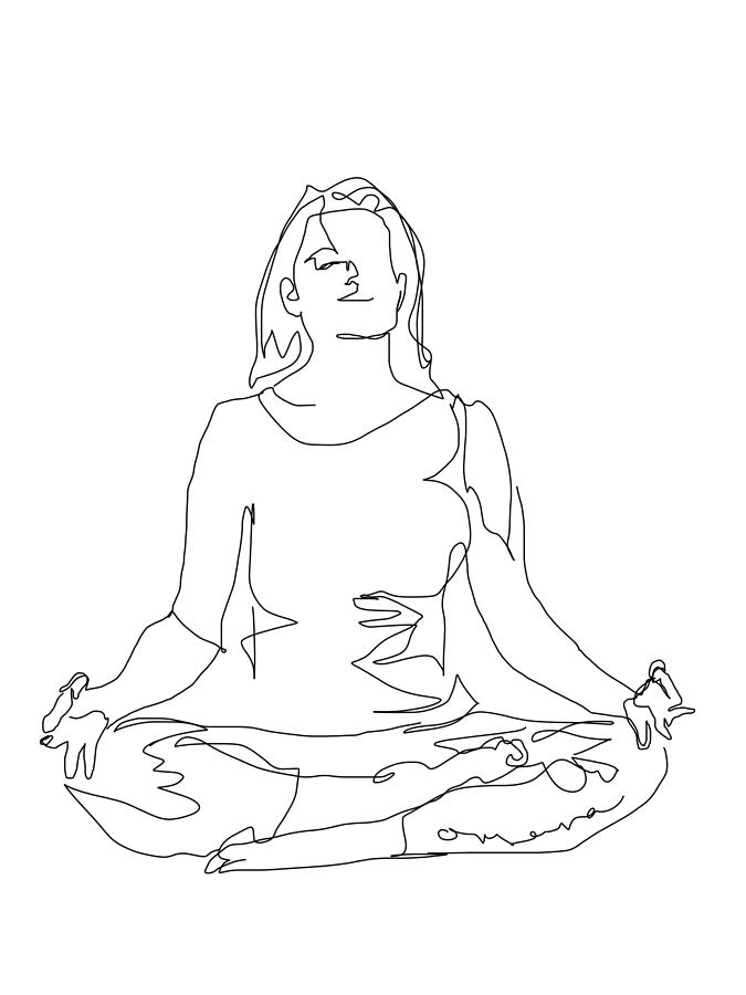 Drawing Of Meditating Yogi Relaxed Man In Lotus Pose Vector Illustration  Stock Illustration - Download Image Now - iStock