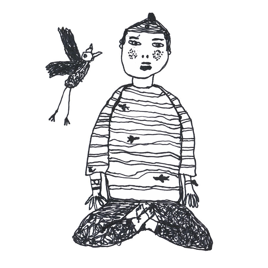 Bird Drawing - Sailors meditation. by Uliana Belkina