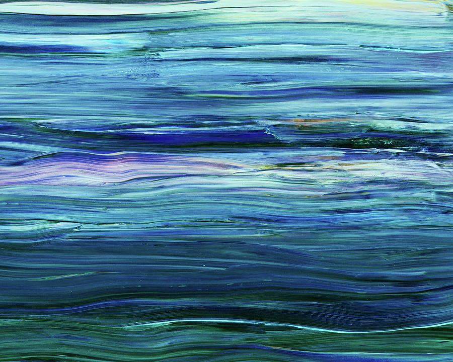 Meditation Waves Of The Sea Blue Turquoise Abstract Painting by Irina Sztukowski