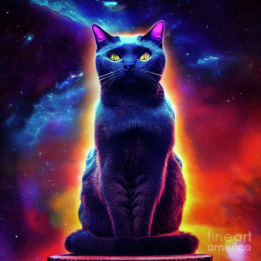 Meditative Black Cat Digital Art by Billy Bateman | Pixels