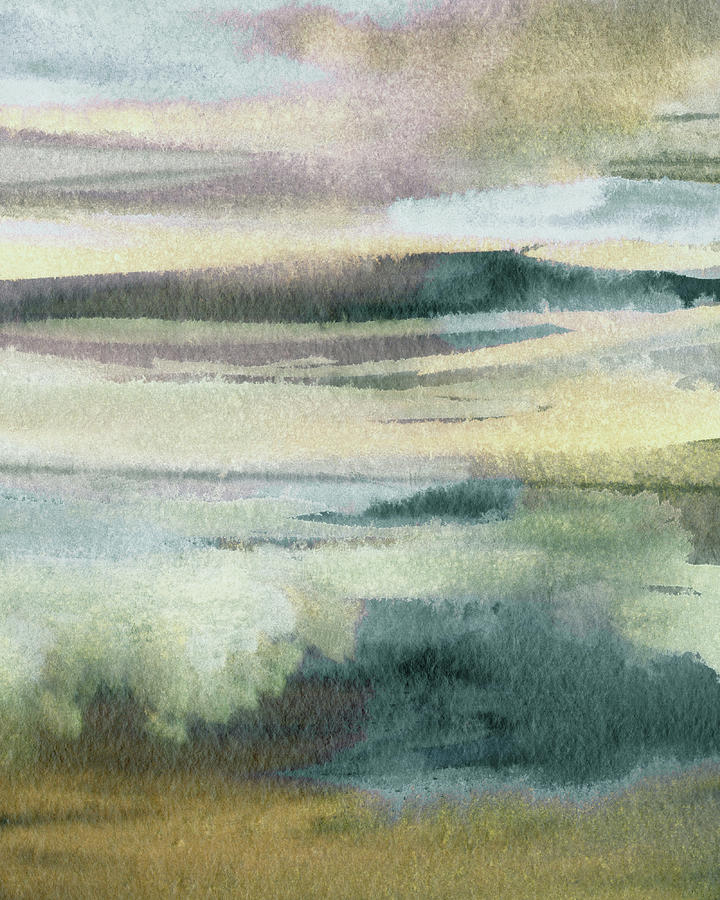 Meditative Watercolor Landscape Peaceful Calm Abstract Contemporary Decor II Painting by Irina Sztukowski