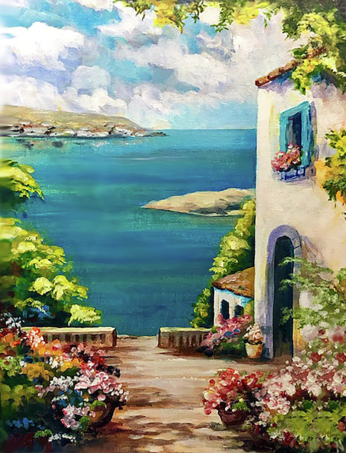 Mediterranean Coast Painting by Nancy Troupe - Fine Art America