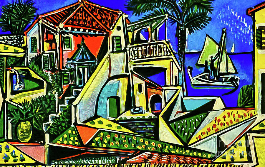 Mediterranean Landscape by Pablo Picasso 1952 Painting by Pablo Picasso