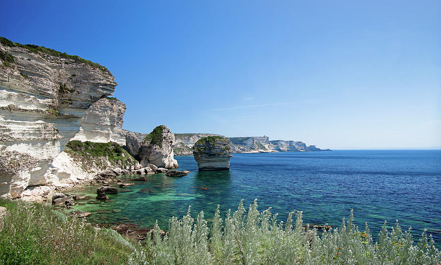 Mediterranean sea in front of the Bonifacio Cliff Photograph by Jean-Luc Farges