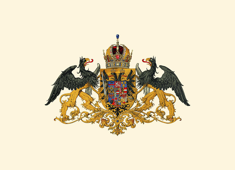Medium Coat of Arms of the Austrian Countries, 1915 Drawing by Helga Novelli