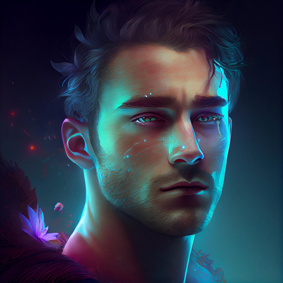 Fantasy Digital Art - Medium  length  Handsome  Ethereal  Portrait  of  Joe  by Asar Studios by Celestial Images