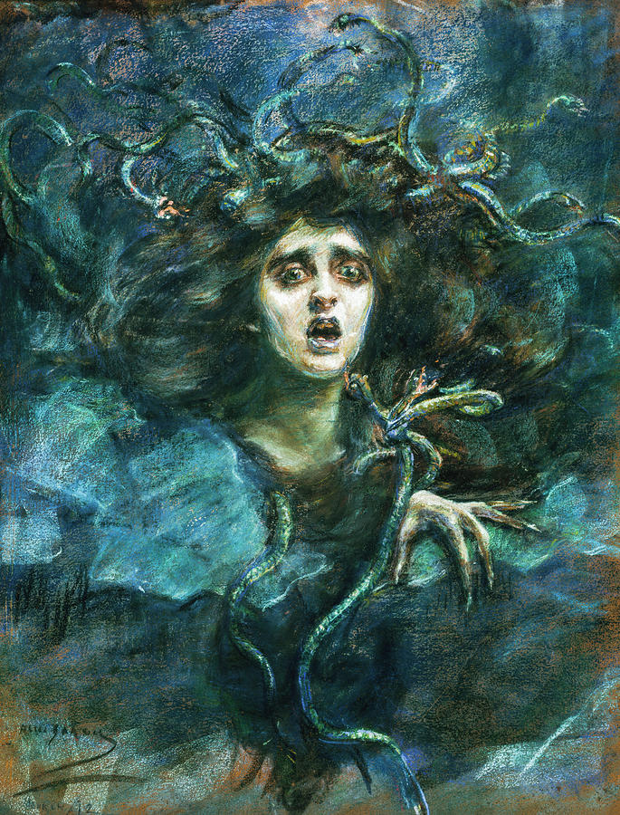 Greek Painting - Medusa by Alice Pike Barney 1892 by Alice Pike Barney