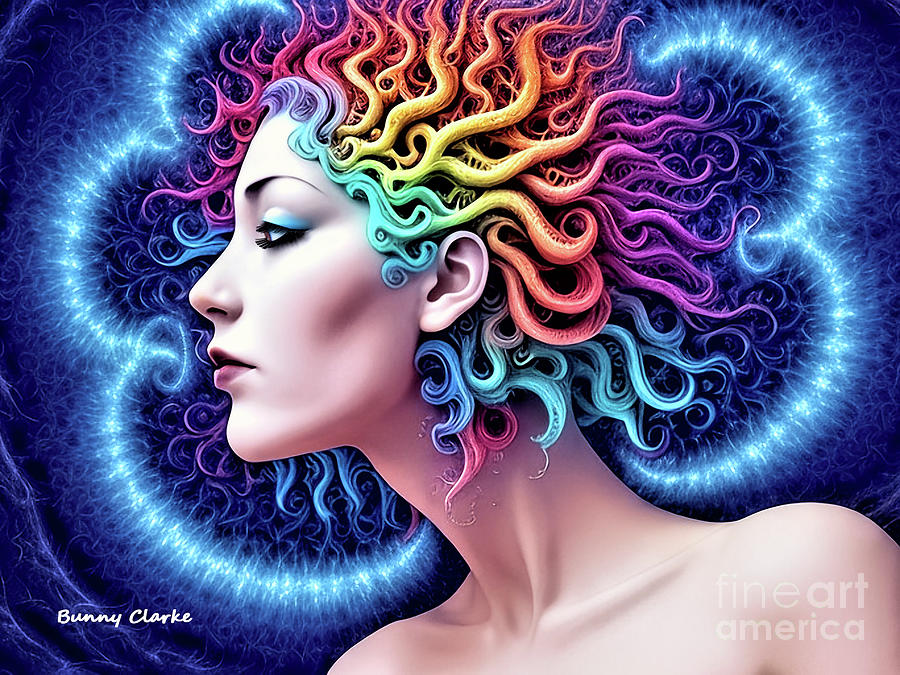 Medusa Fractalized Digital Art by Bunny Clarke