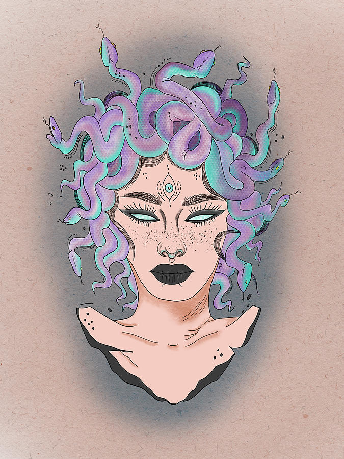 Medusa Digital Art by Penny FireHorse