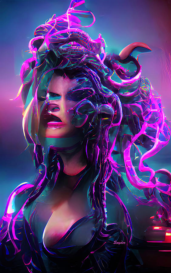 Medusa with Purple Hair AI Digital Art by Floyd Snyder