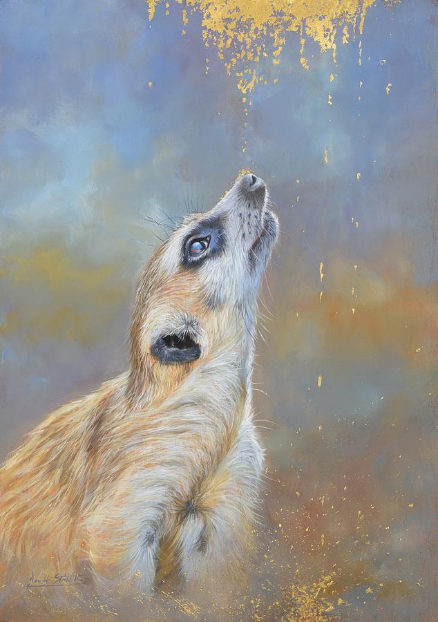 Animal Painting - Meerkat. A Sprinkling Of Goldf by David Stribbling