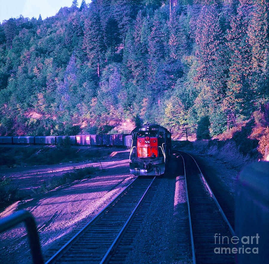 VINTAGE RAILROAD - SD45 8890 Meeting a Freight Train Photograph by John and Sheri Cockrell