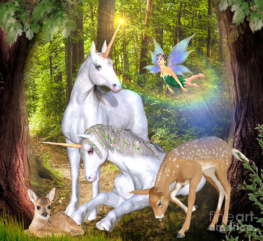 Meeting in the Forest Digital Art by Morag Bates