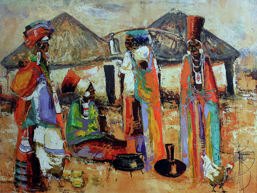 Meeting Of Families Painting by Ndabuko Ntuli
