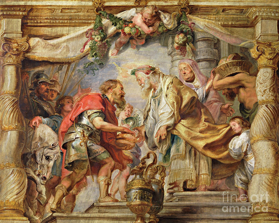 Meeting of St. Abraham and Melchizedek - CZABM Painting by Peter Paul Rubens